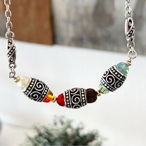 Brighton AYU Rainbow Beaded Silver and Multicolor Beaded Necklace Retired